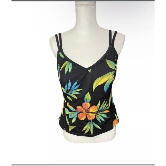 Miraclesuit Malibu Tankini Swim Top Tropical Tagged Size 16W Fits Medium Large - Picture 2 of 12
